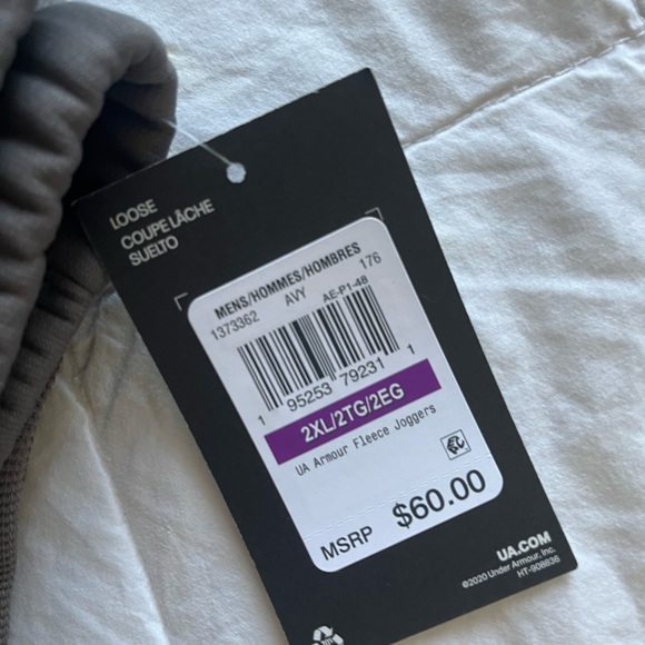 BNWT UNDER ARMOUR Fleece Sweatpants XXL Grey - Picture 5 of 6